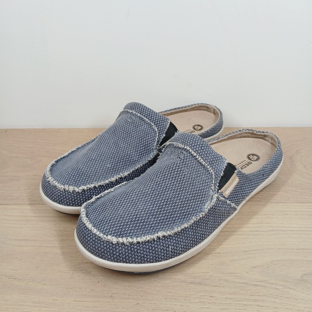 Gecko Loafers Men 11.5 Blue Canvas Slip On Clogs Comfort Casual Walking